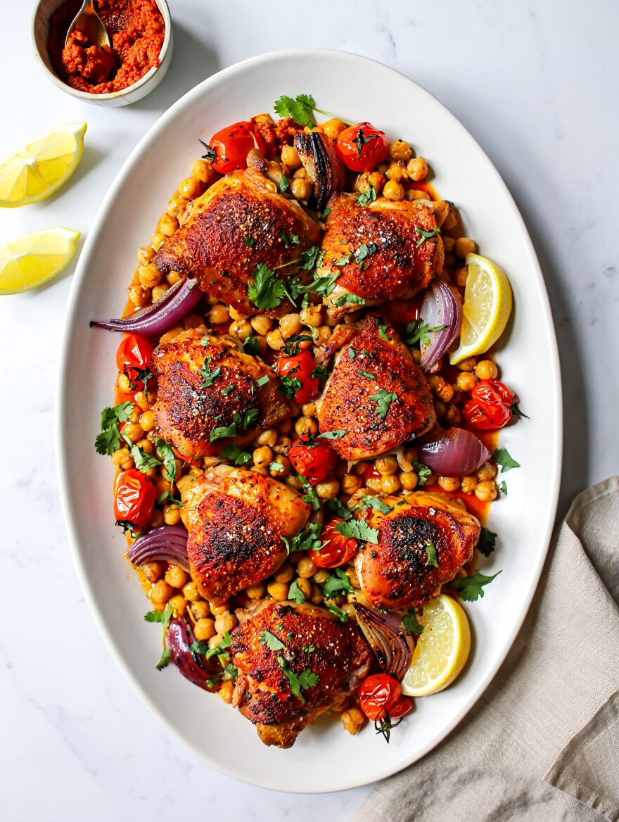 Harissa Roasted Chicken with Chickpeas