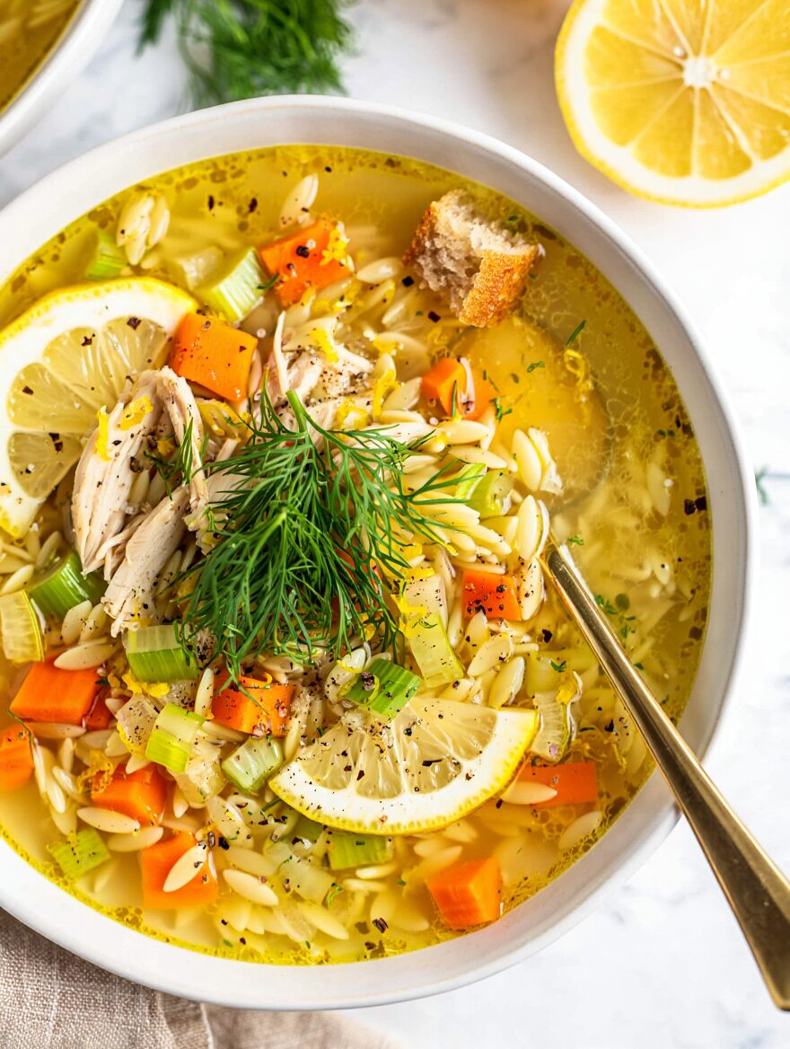 Lemon Chicken Orzo Soup