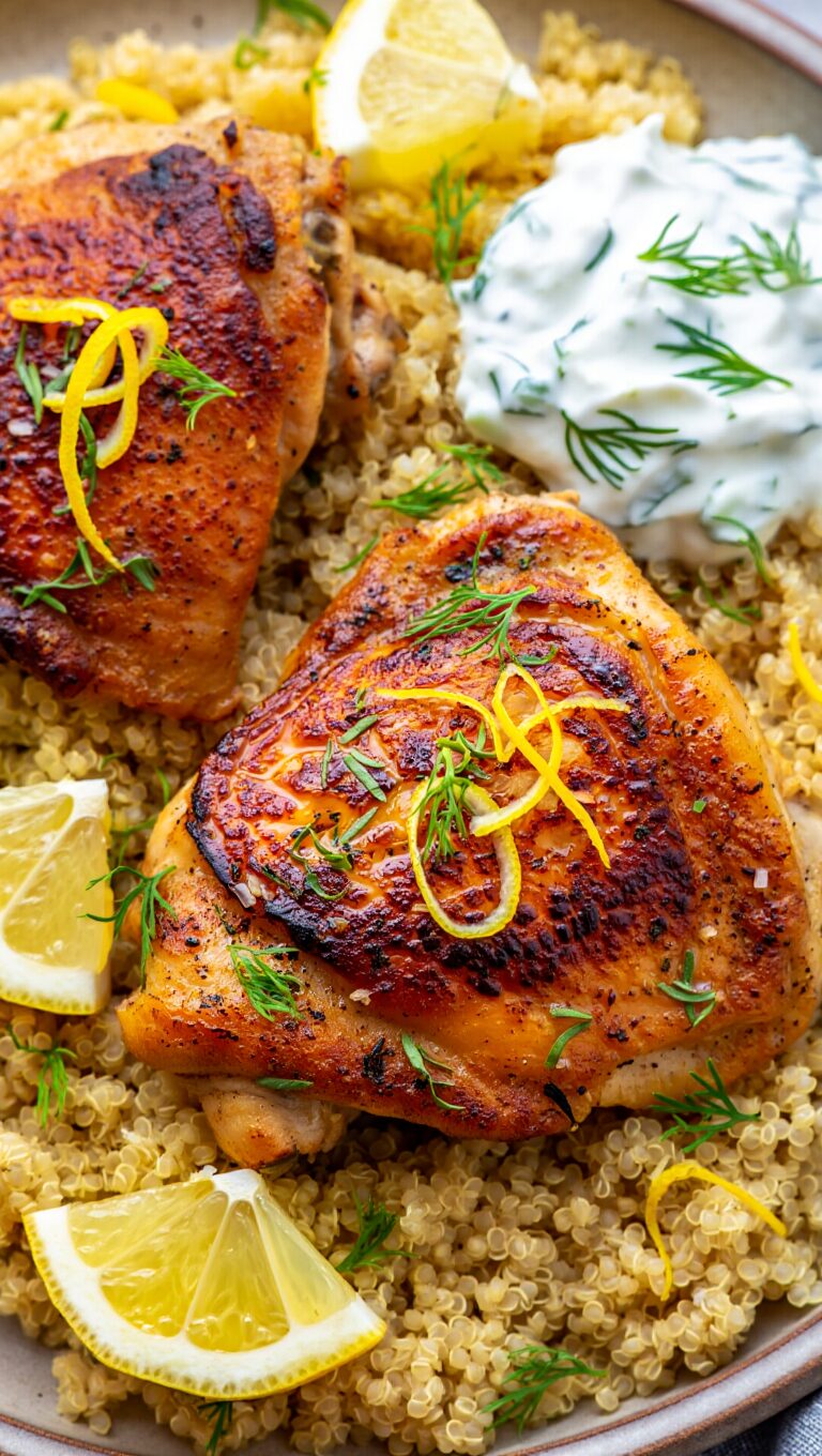 Lemon Herb Chicken with Quinoa and Tzatziki
