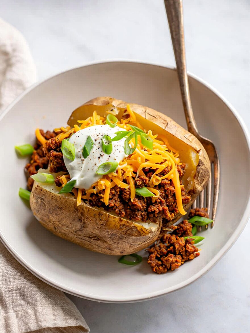 Ground Beef Loaded Baked Potatoes