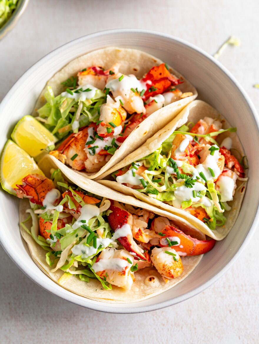 Lobster Tacos with Citrus Slaw