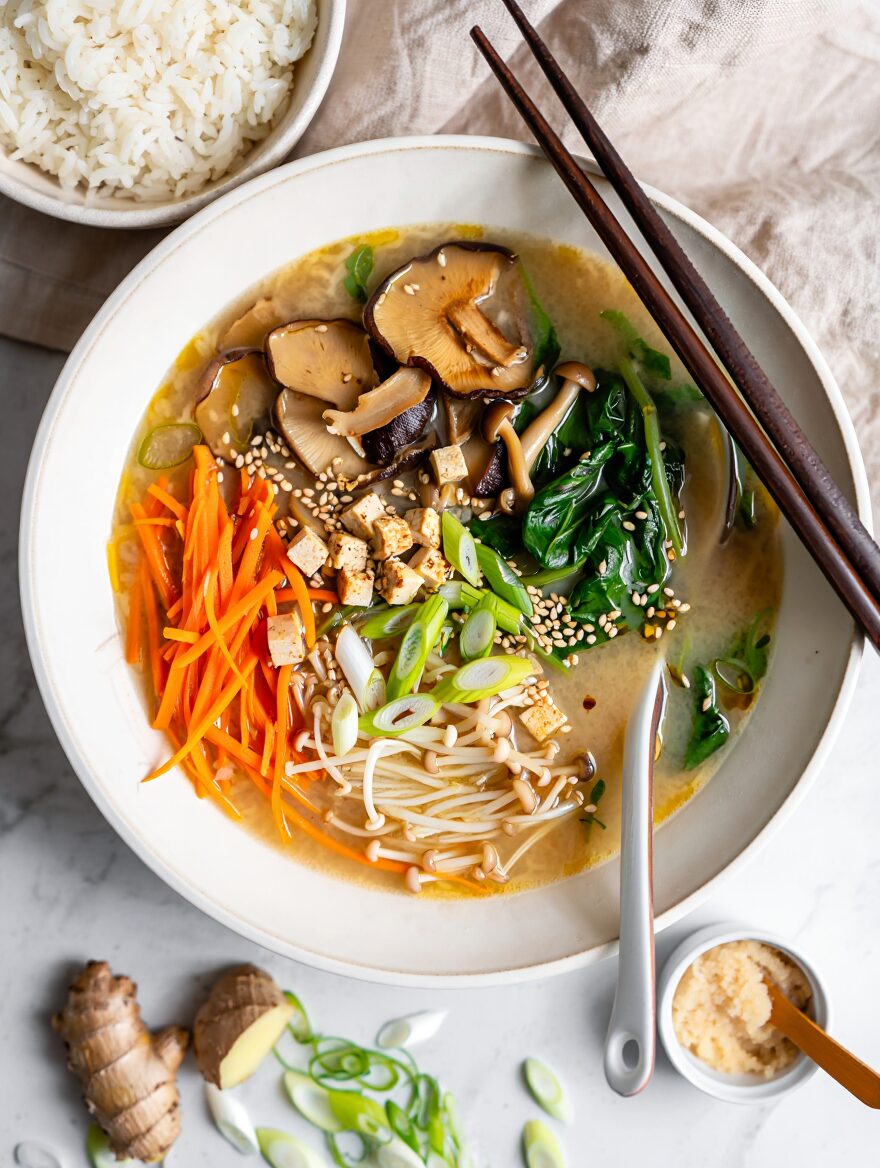 Japanese Miso Soup with Tofu and Vegetables