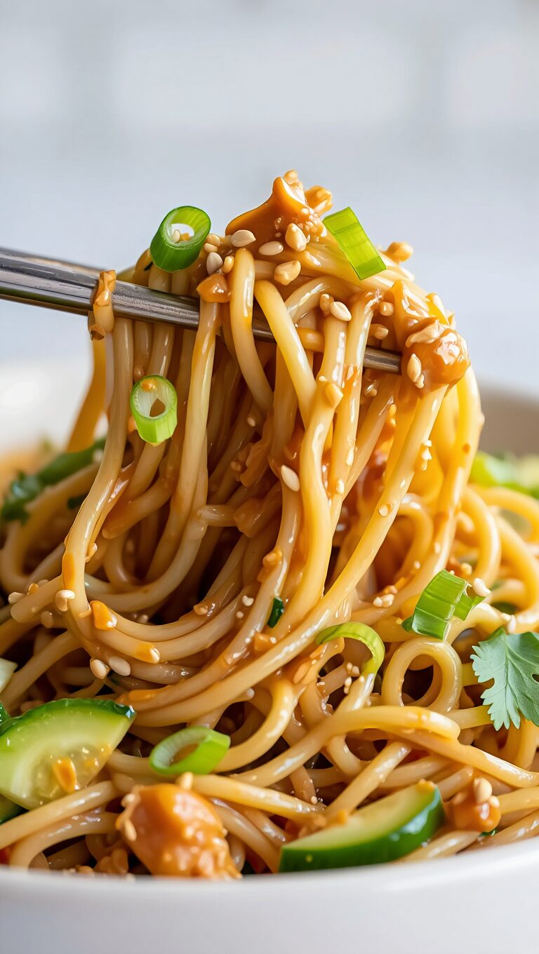 Peanut Butter Noodles with Cucumber
