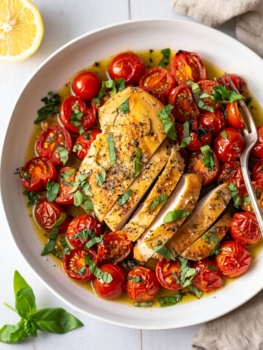 One-Pan Chicken with Cherry Tomatoes and Basil