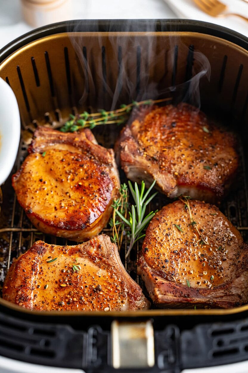 Air Fryer Pork Chops with Garlic and Herbs