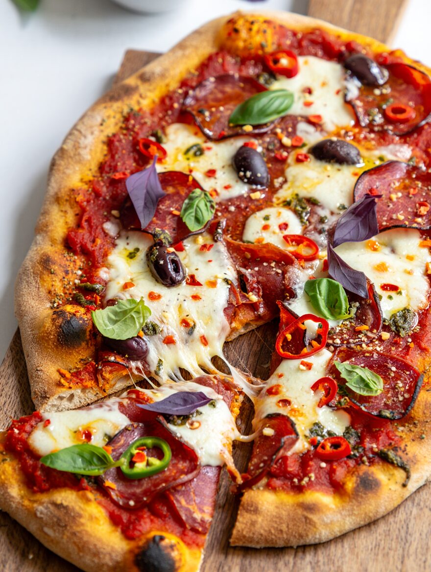 Salami and Olive Flatbread