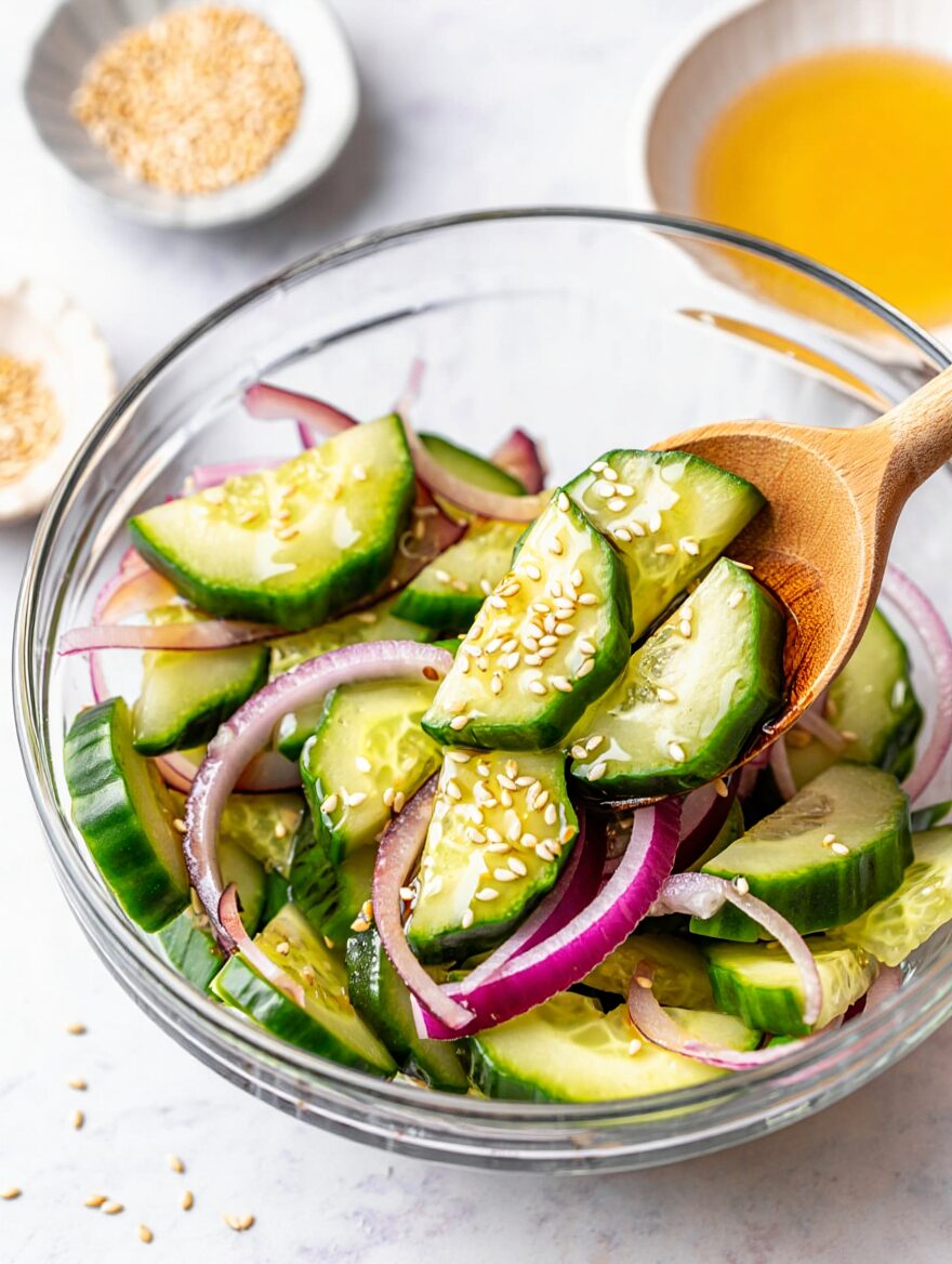 Seared Tuna Steak with Cucumber Salad