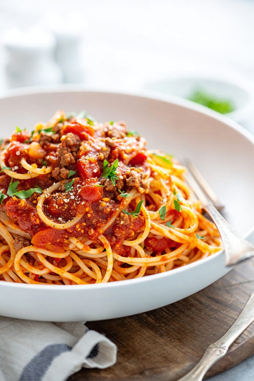 Skillet Spaghetti with Meat Sauce