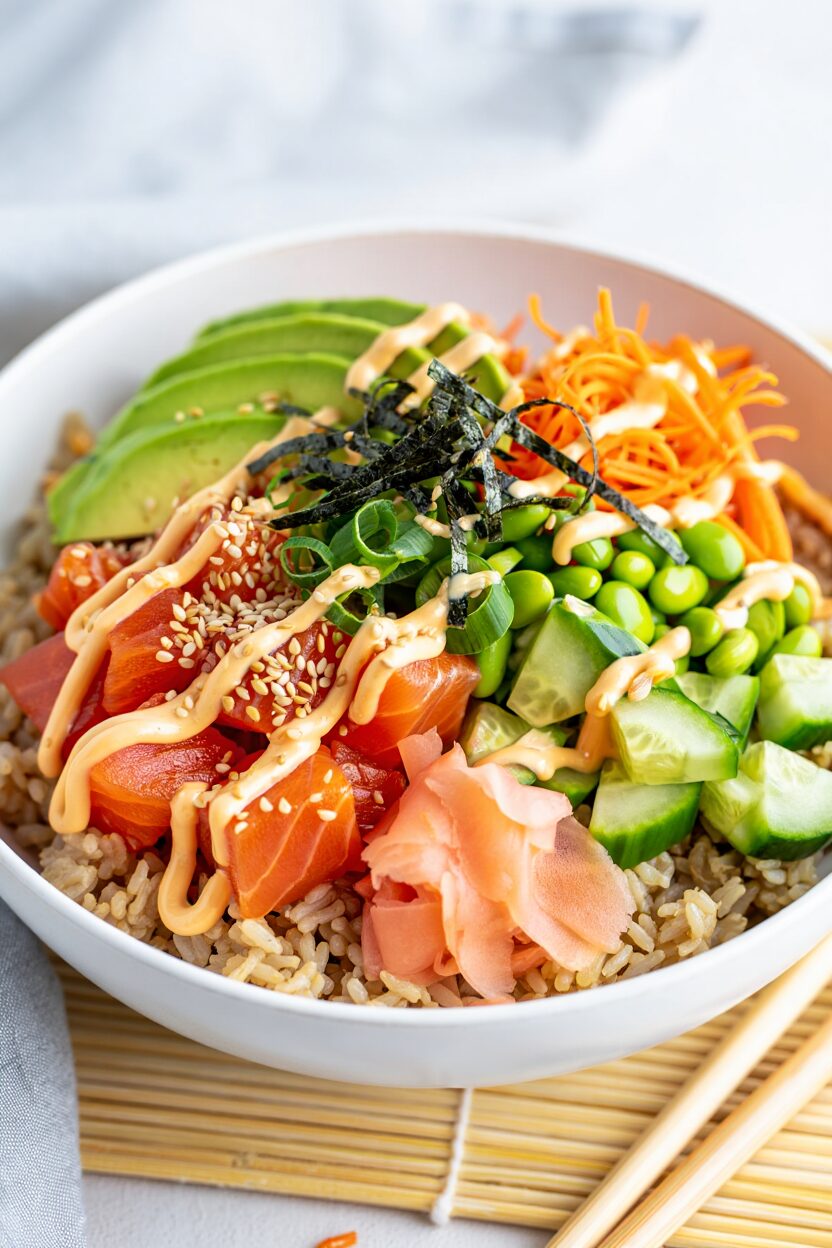 Salmon and Brown Rice Sushi Bowl