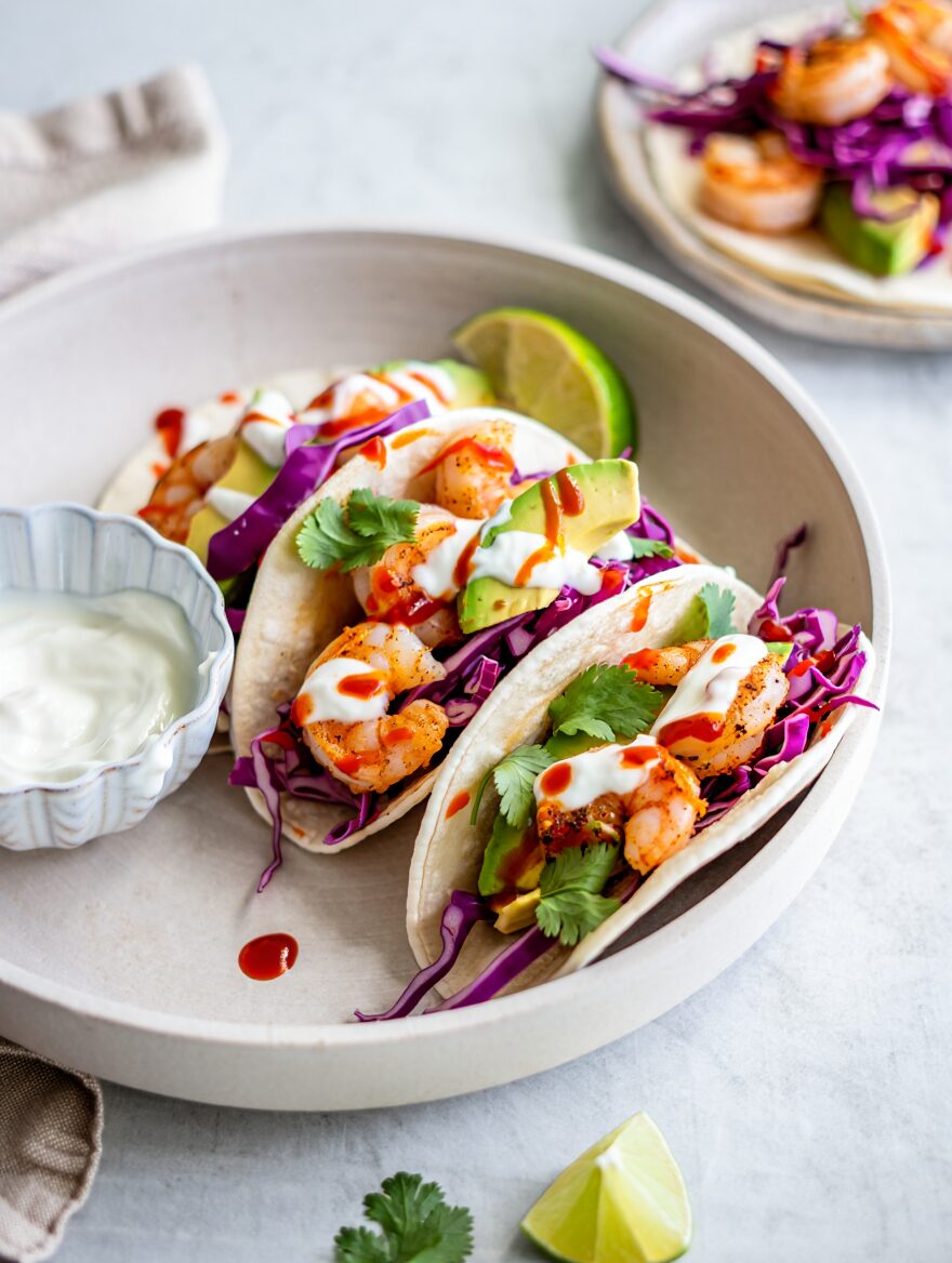 Shrimp and Avocado Soft Tacos
