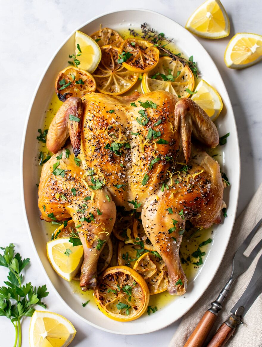 Spatchcocked Lemon Pepper Chicken