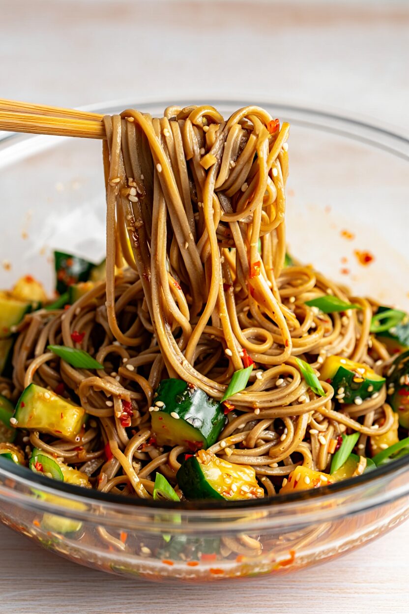Smashed Cucumber Salad with Noodles