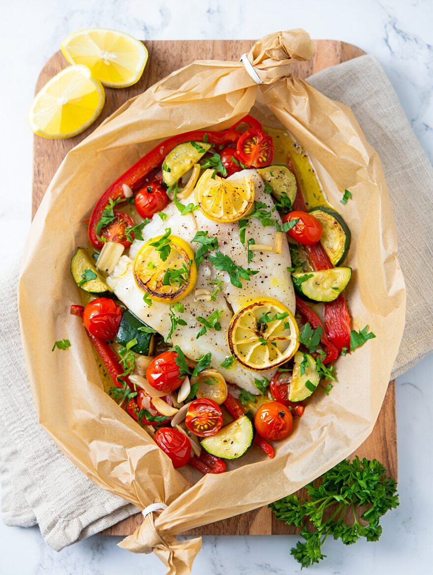 White Fish and Vegetable Parcels