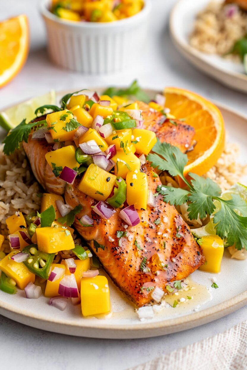Citrus Glazed Salmon with Mango Salsa