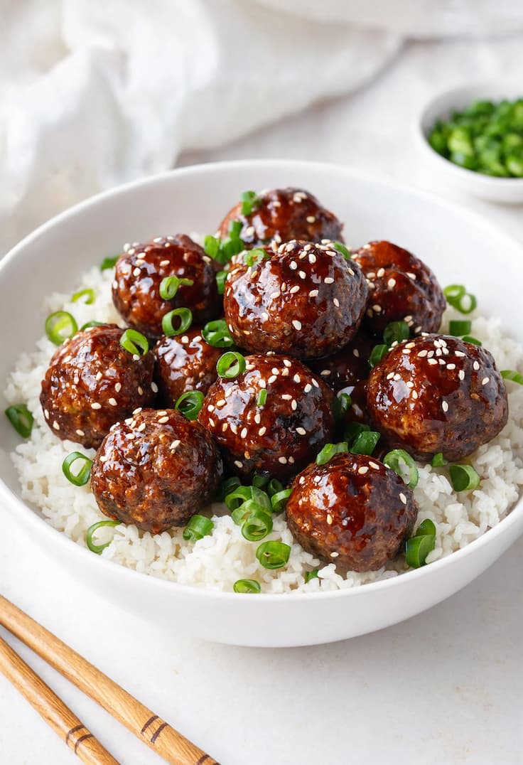 Honey Garlic Meatballs and Rice