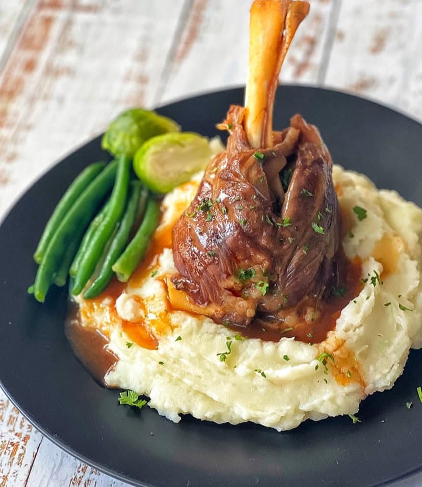 Slow Cooked Lamb Shanks with White Bean Stew